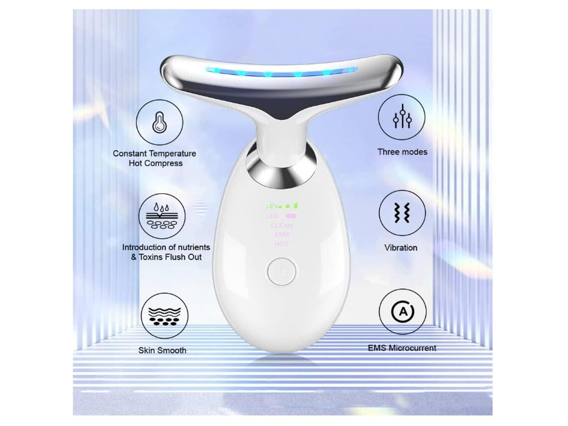 Masajeador facial lifting EMS- Dispositivo Facial de Limpieza con 3 Luces LED